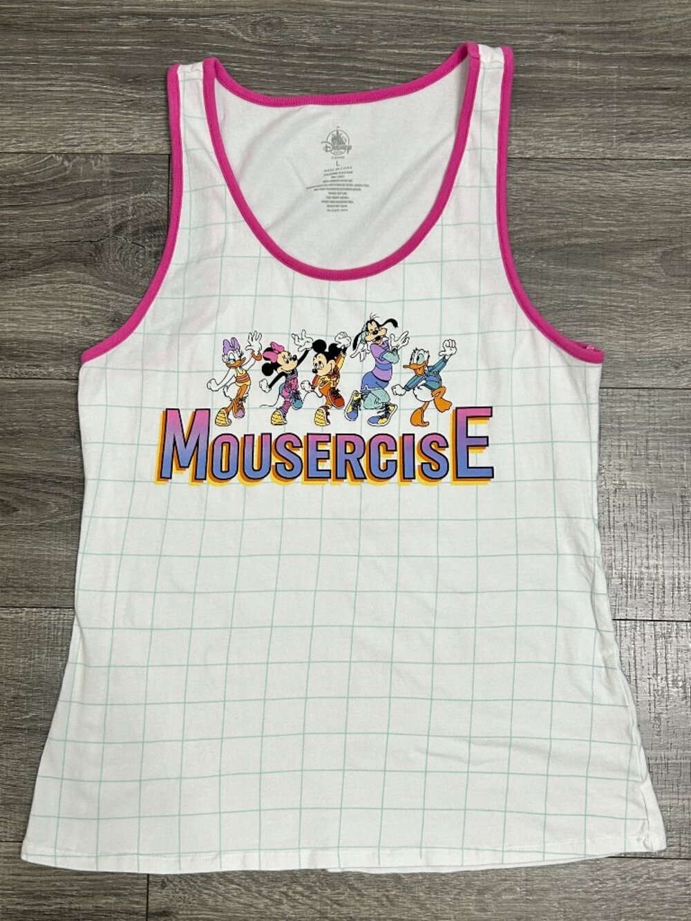 Disney Parks Retro Mousercise Character Tank Top Large 💪🐭🌈